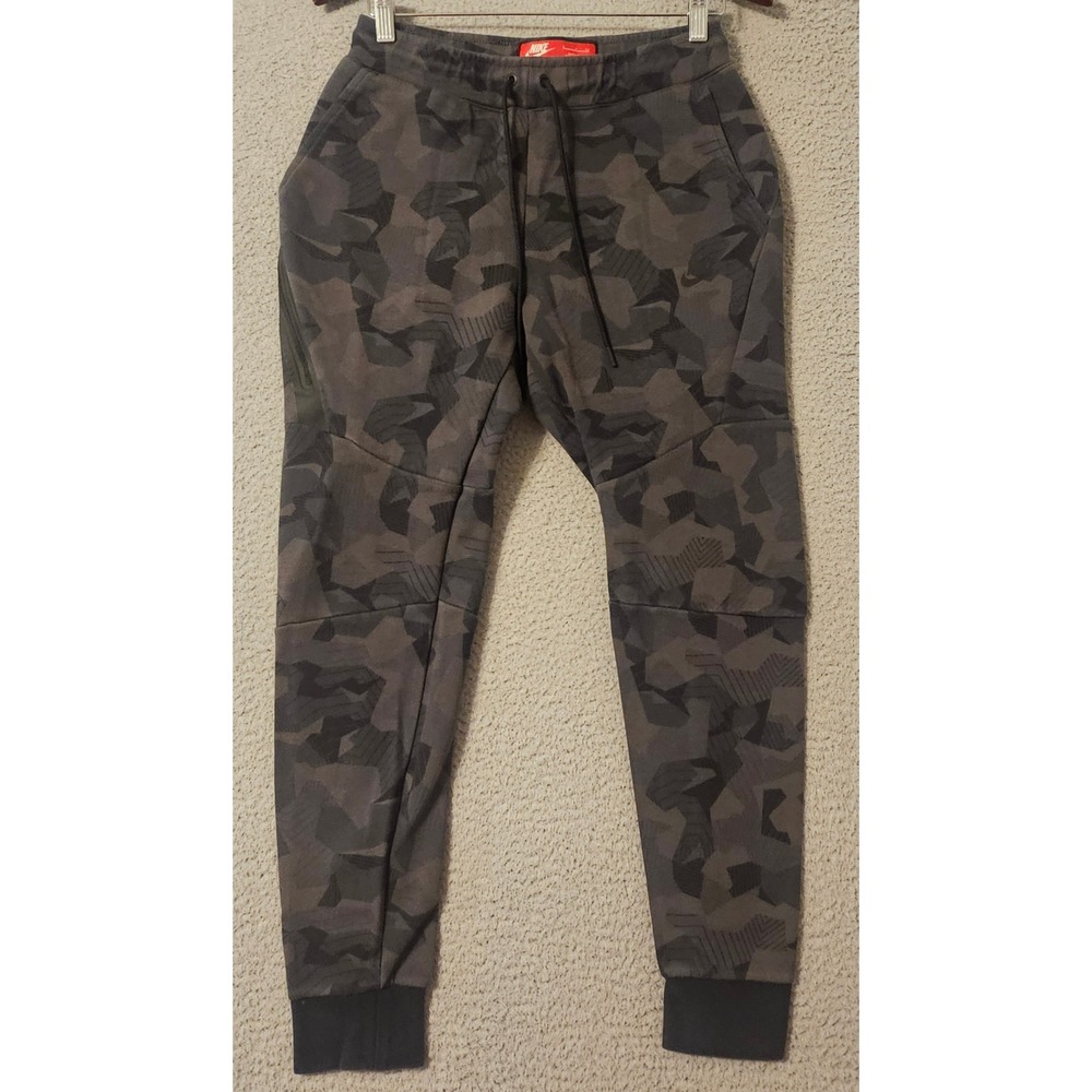 Nike Tech Fleece Camo Joggers Mens Small Charcoal Grey Sweatpants 823499-021